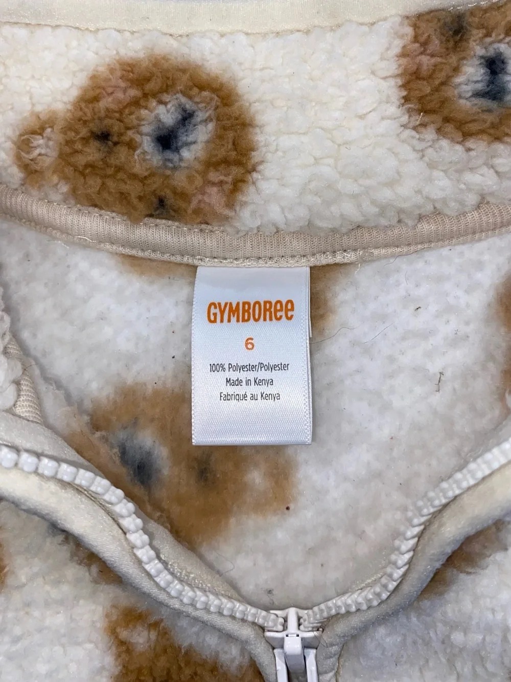Gymboree Girls ‘Little Essentials’ Cream Bear Sherpa Half-Zip Pullover Size 6